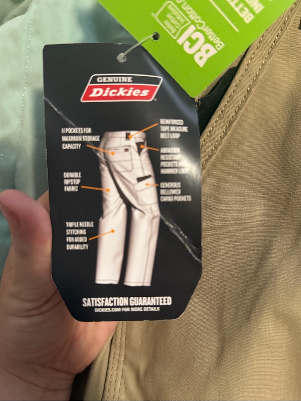Dickies Tan Work Pants with Black Waistband - Picture 5 of 6